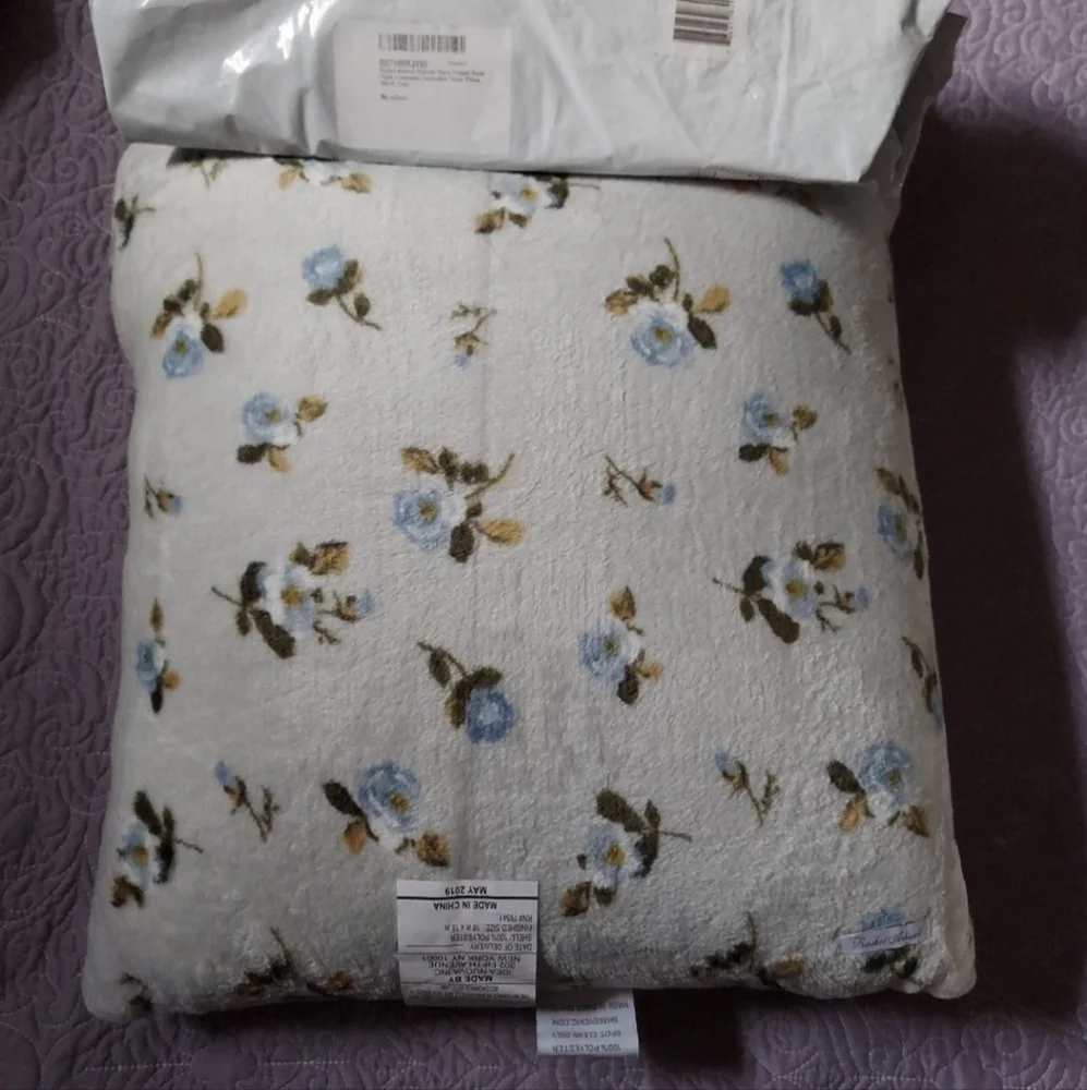 Rachel Ashwell Eleanor Floral Printed Royal Plush Shabby Chic Pillow NWT RETIRED
